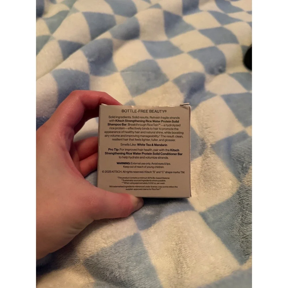 Kitsch Rice Water Protein Strengthening Solid Shampoo Bar Eco Friendly New